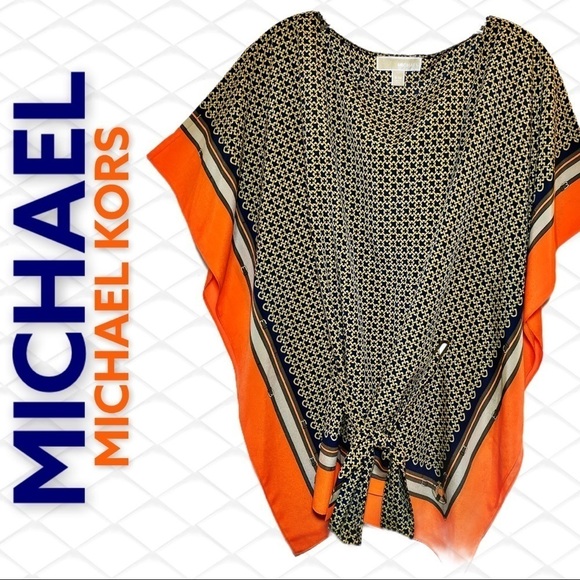 MICHAEL MICHAEL KORS Silky Belted Poncho Blouse, Size S/M - Picture 9 of 9